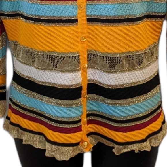 MOSCHINO Jeans multi colour stripe cardigan sz 12 - Picture 3 of 12